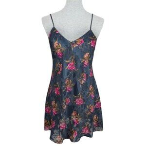 Victoria's Secret Floral Midnight Lace-Up Slip Dress, Size S
